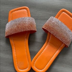 Orange and Silver Women's Sandals 5 size